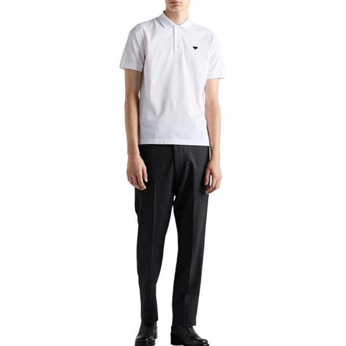 prada mini triangle logo short sleeve polo shirt